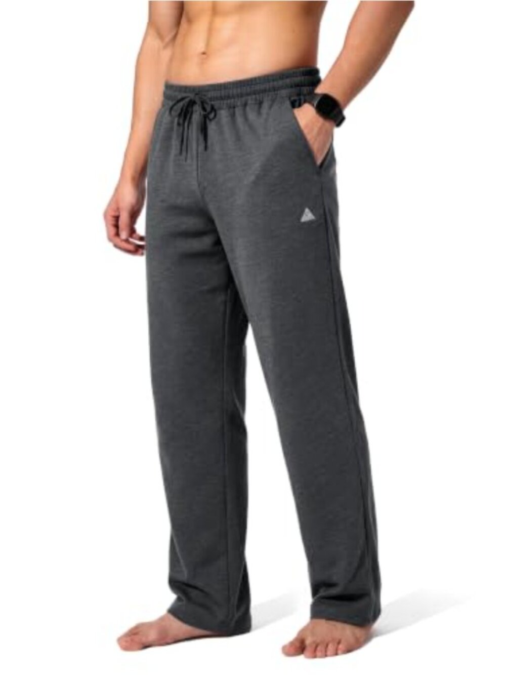 Mens Sweatpants Open Bottom Jogging Lounge Yoga Pants Drawstring Waist